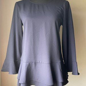 Ann Taylor Navy Blue Ruffled Blouse